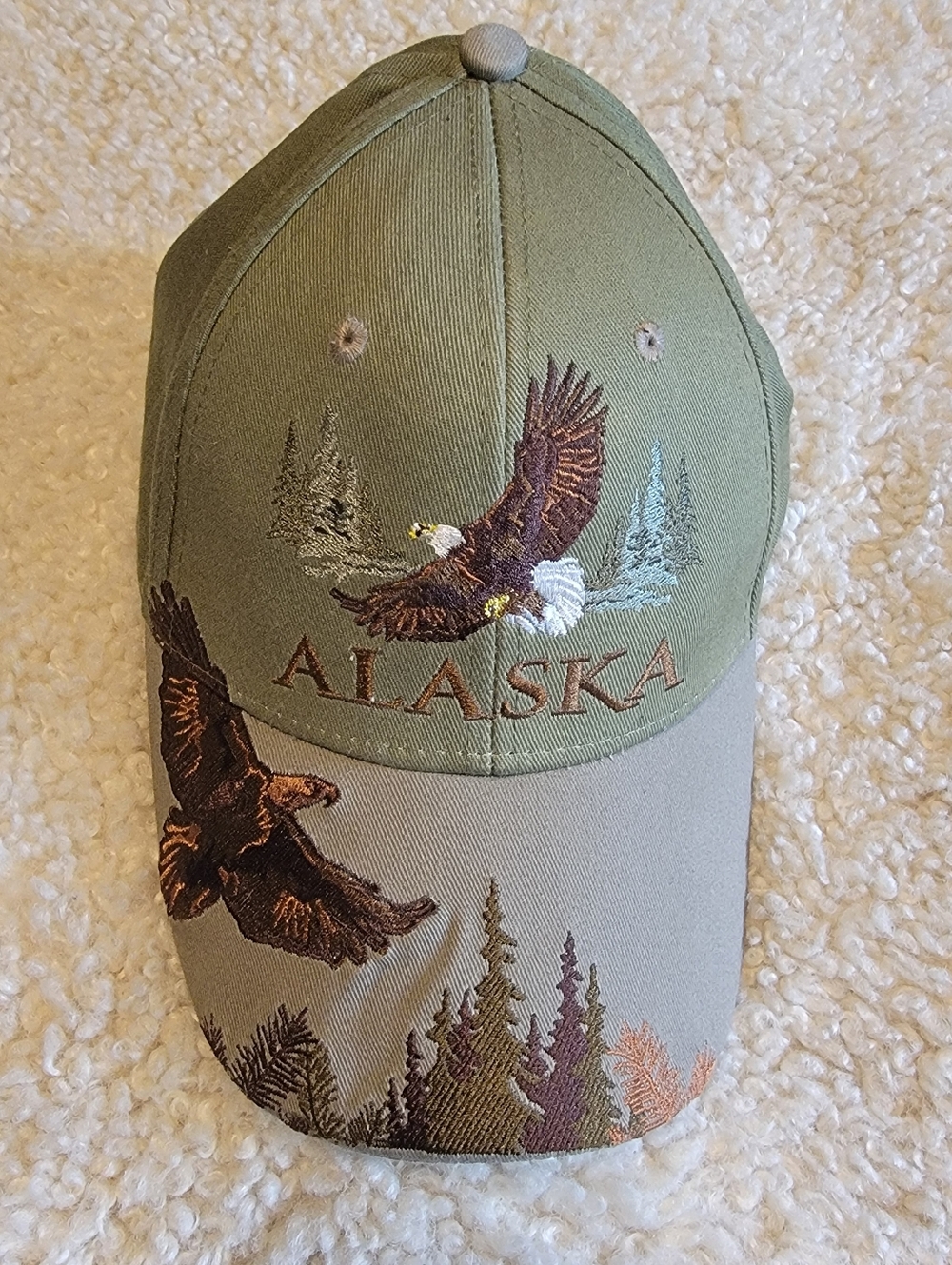 Alaska Wilderness Embroidered Eagle Adjustable Ball Cap